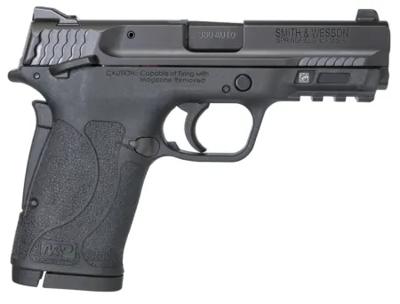Smith & Wesson 11663 M&P Shield EZ Micro-Compact Frame 380 ACP 8+1, 3.67" Black Armornite Steel Barrel & Serrated Slide, Matte Black Polymer Frame w/Picatinny Rail, Thumb/Grip Safety, Ambidextrous