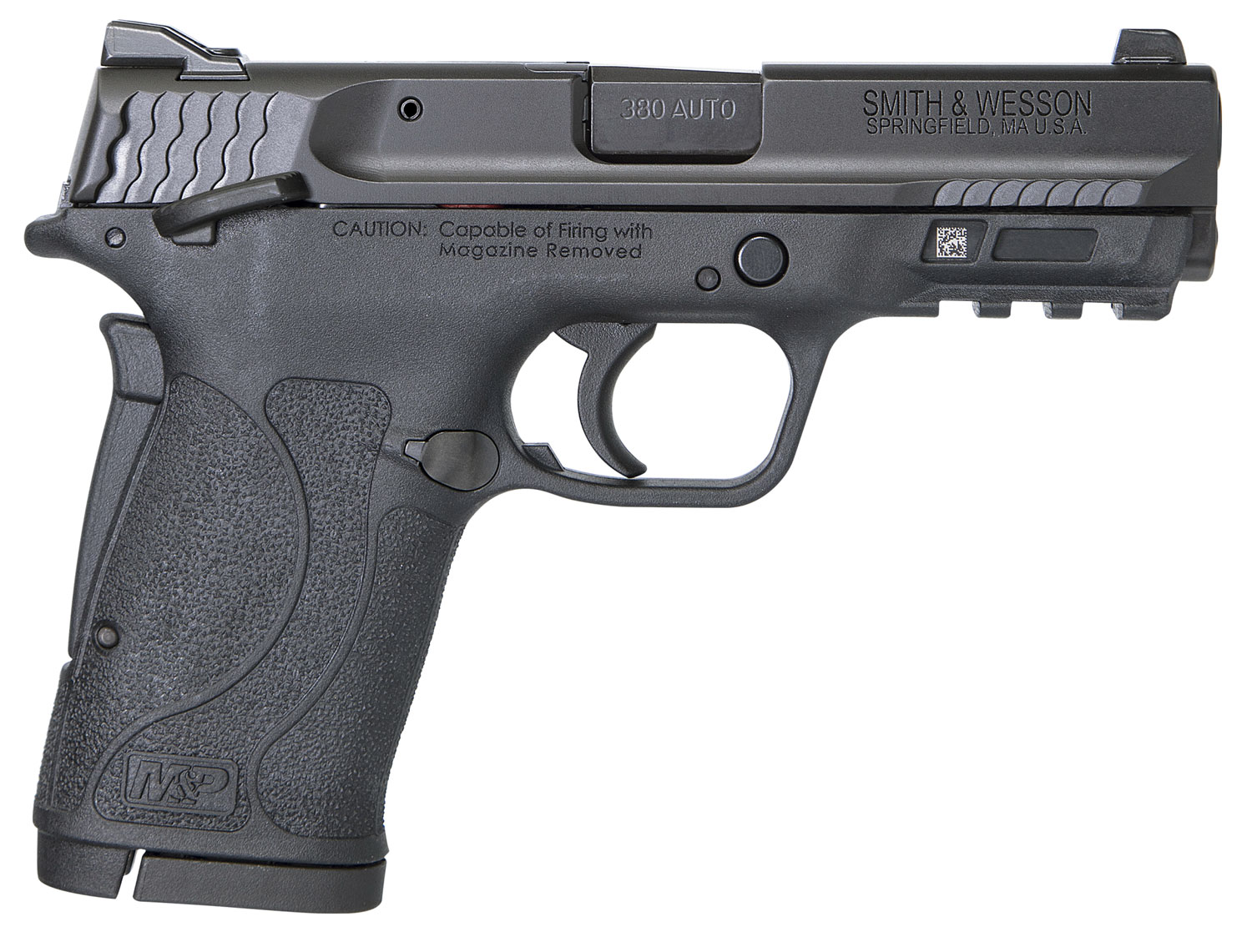 Smith & Wesson 11663 M&P Shield EZ Micro-Compact Frame 380 ACP 8+1, 3.67" Black Armornite Steel Barrel & Serrated Slide, Matte Black Polymer Frame w/Picatinny Rail, Thumb/Grip Safety, Ambidextrous