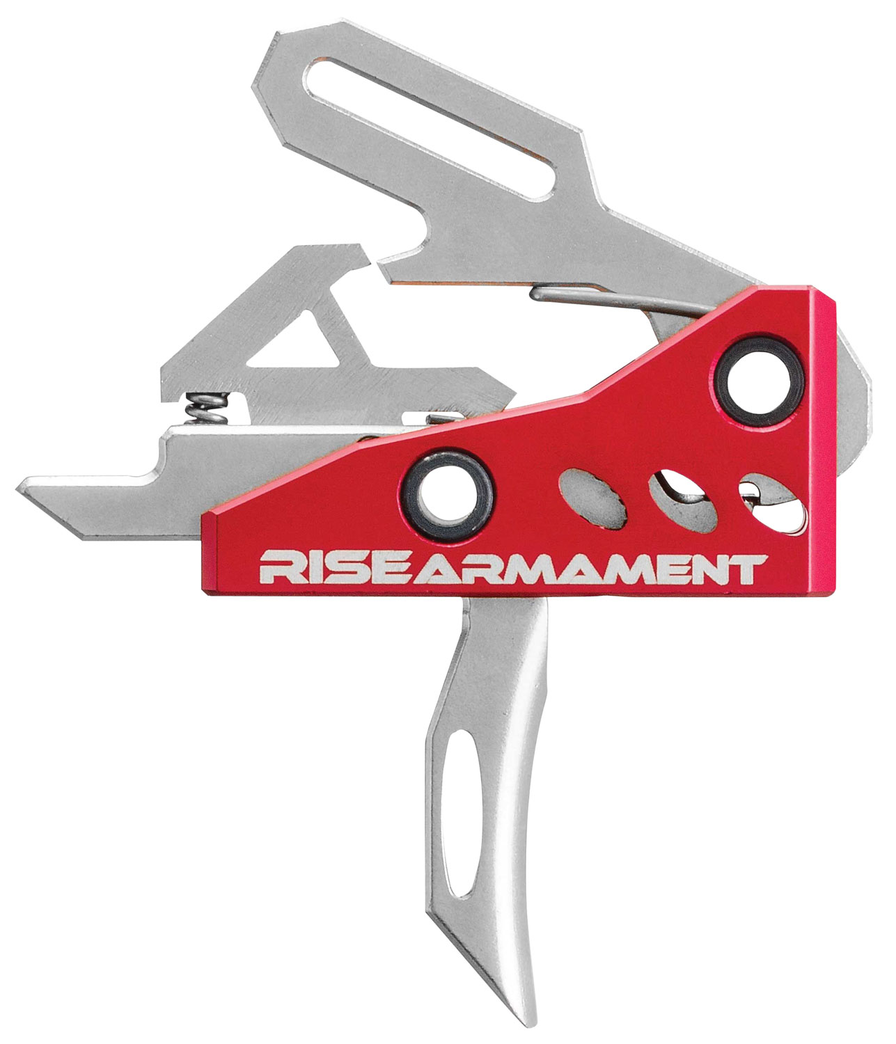 Rise Armament RA535APT RA-535 High Performance Single-Stage Straight Trigger with 3.50 lbs Draw Weight & Silver/Red Hardcoat Anodized Finish for AR-Platform