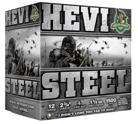 HEVI-Shot HS61224 HEVI-Steel  12Gauge 2.75" 1 1/8oz 4Shot 25 Per Box/10 Case