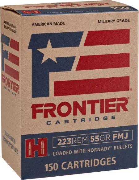 Frontier Cartridge FR1015 Military Grade Centerfire Rifle 223Rem 55gr Full Metal Jacket 150 Per Box/8 Case