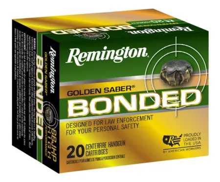 Remington Ammunition 29363 Golden Saber Bonded  40S&W 165gr Bonded Brass Jacketed Hollow Point 20 Per Box/25 Case