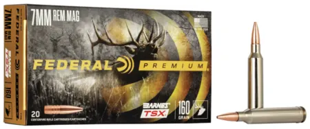 Federal P7RN Premium  7mmRemMag 160gr Barnes TSX 20 Per Box/10 Case