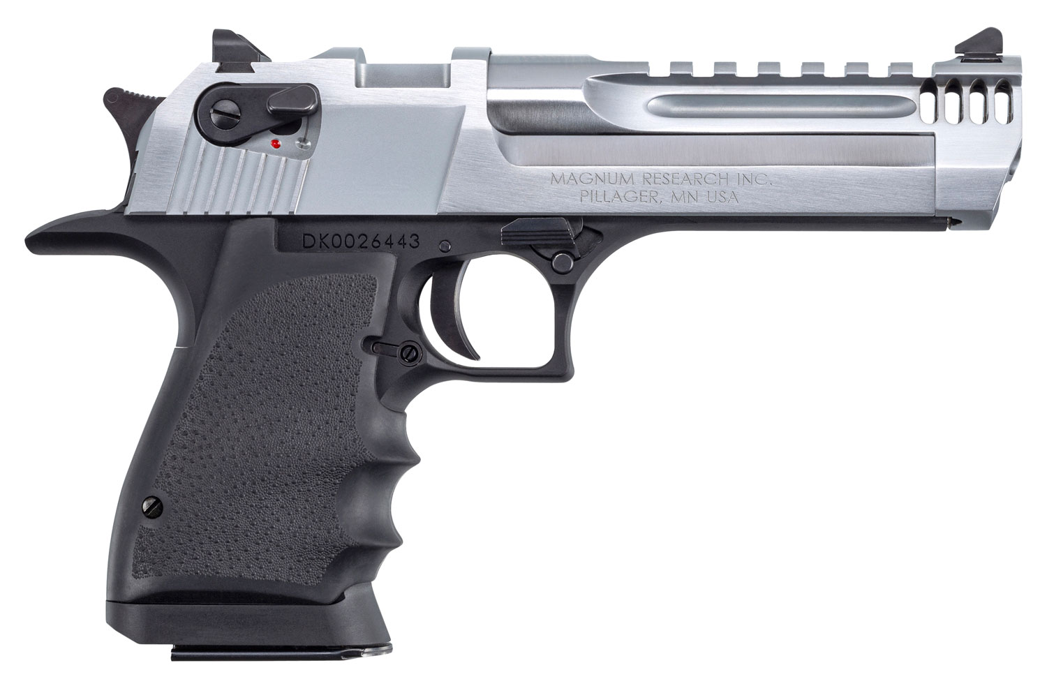 Magnum Research DE44L5BC Desert Eagle L5 44 Rem Mag 5" with Muzzle Brake 8+1 Black Hardcoat Anodized Aluminum Brushed Chrome Carbon Steel Slide Black Hogue Wraparound Rubber Grip