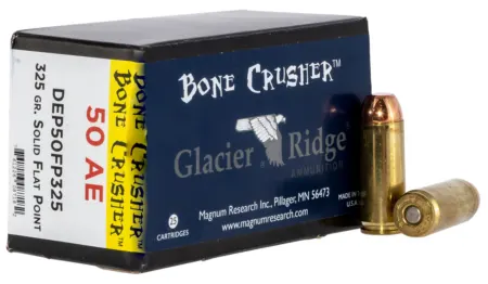 Magnum Research DEP50FP325 BoneCrusher  50AE 325gr Flat Point 25 Per Box/20 Case