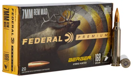 Federal PR7BCH1 Premium  7mmRemMag 168gr Berger Hybrid Hunter 20 Per Box/10 Case