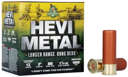 HEVI-Metal HS38088 HEVI-Metal Longer Range 12Gauge 3" 1 1/4oz BBShot 25 Per Box/10 Case
