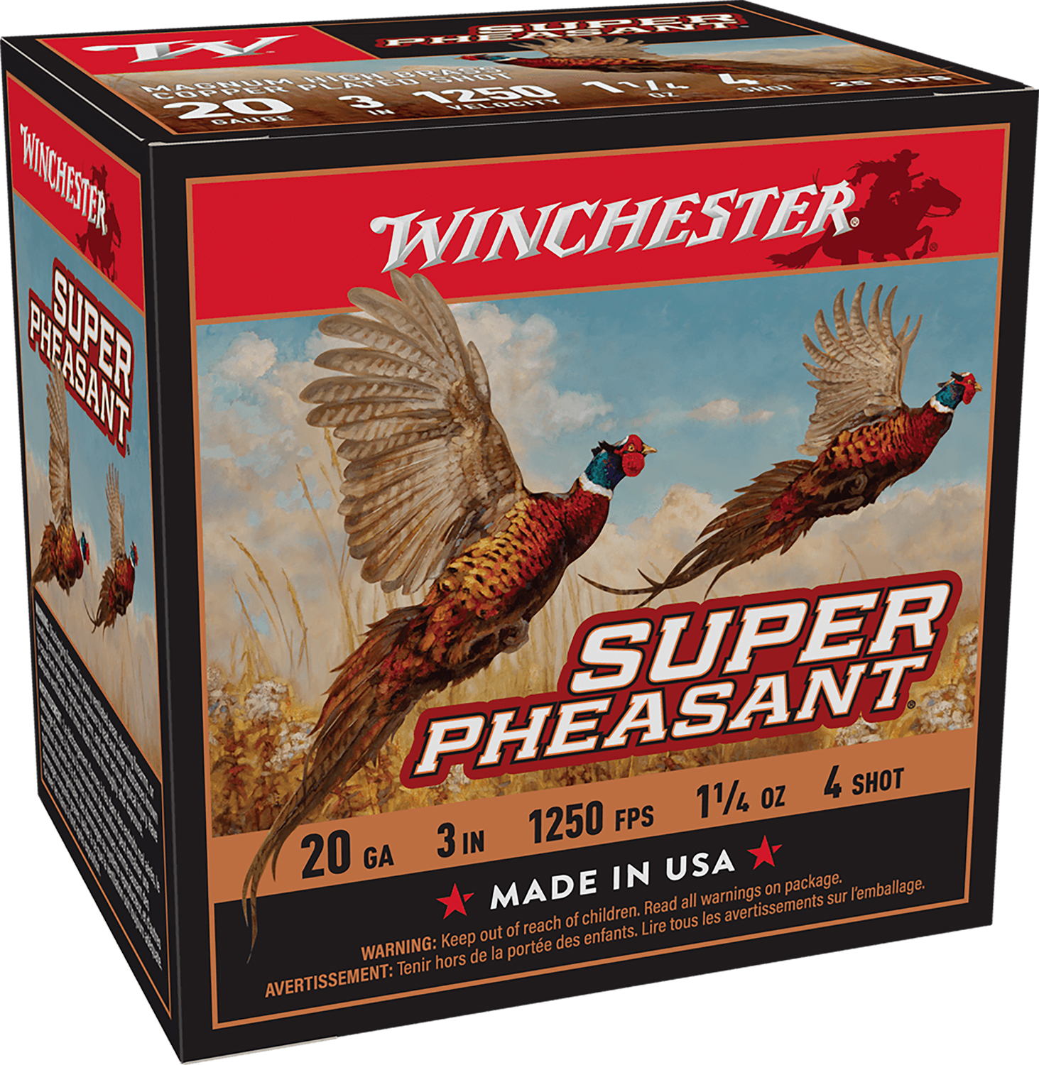 Winchester Ammo X203PH4 Super Pheasant Magnum High Brass 20Gauge 3" 1 1/4oz 4Shot 25 Per Box/10 Case