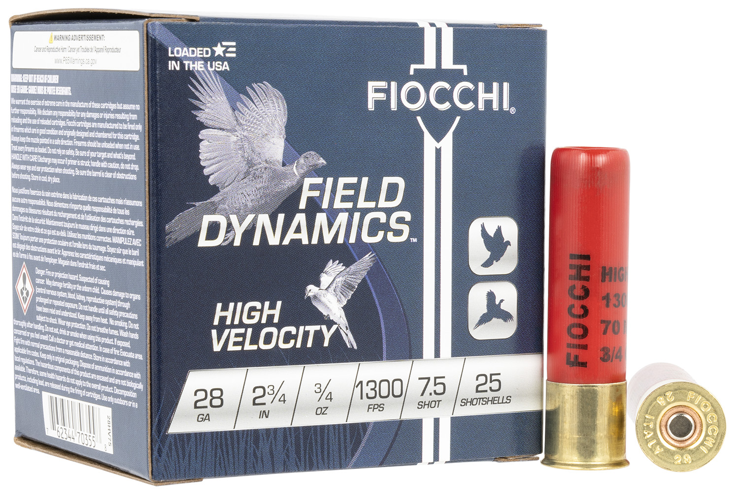 Fiocchi 28HV75 Field Dynamics High Velocity 28Gauge 2.75" 3/4oz 7.5Shot 25 Per Box/10 Case