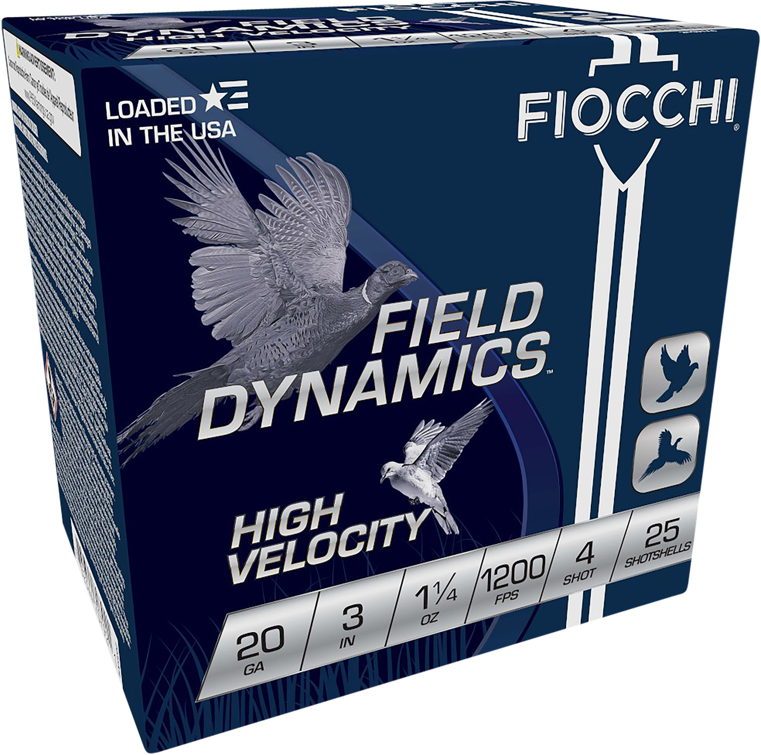 Fiocchi 203HV4 Field Dynamics High Velocity 20Gauge 3" 1 1/4oz 4Shot 25 Per Box/10 Case