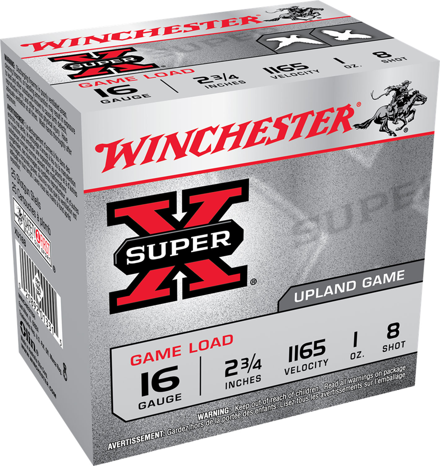 Winchester Ammo XU168 Super X Game Load 16Gauge 2.75" 1oz 8Shot 25 Per Box/10 Case