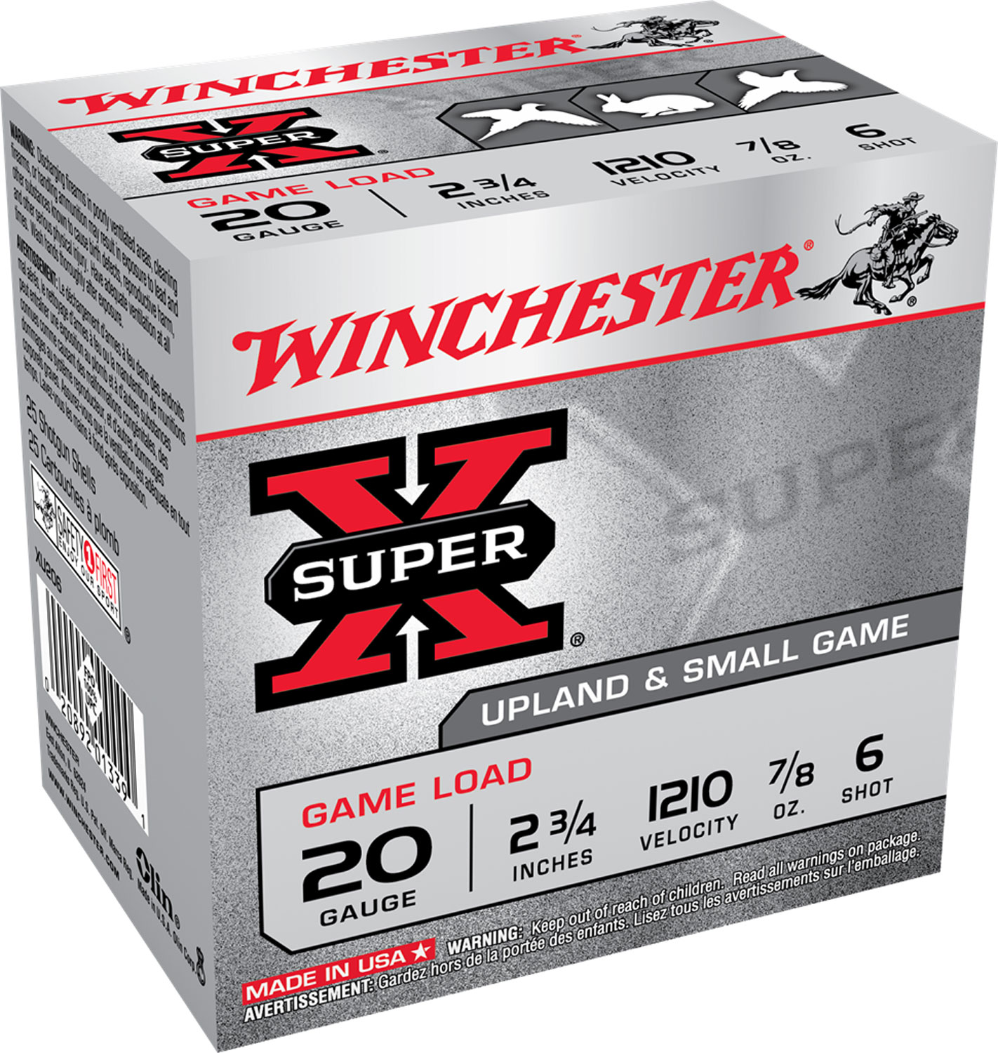 Winchester Ammo XU206 Super X Game Load 20Gauge 2.75" 7/8oz 6Shot 25 Per Box/10 Case