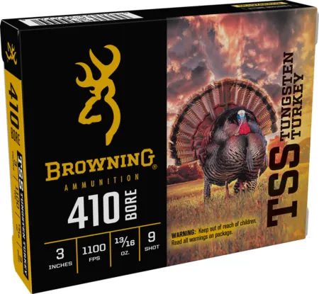 Browning Ammo B193924139 TSS Tungsten Turkey 410Gauge 3" 13/16oz Tungsten 9Shot 5 Per Box/20 Case