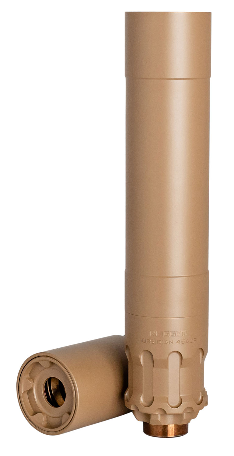 Rugged Suppressor OBSFDE45 Obsidian45  45 ACP 1.37" Flat Dark Earth Cerakote 17-4 Stainless Steel 1/2"-28 tpi