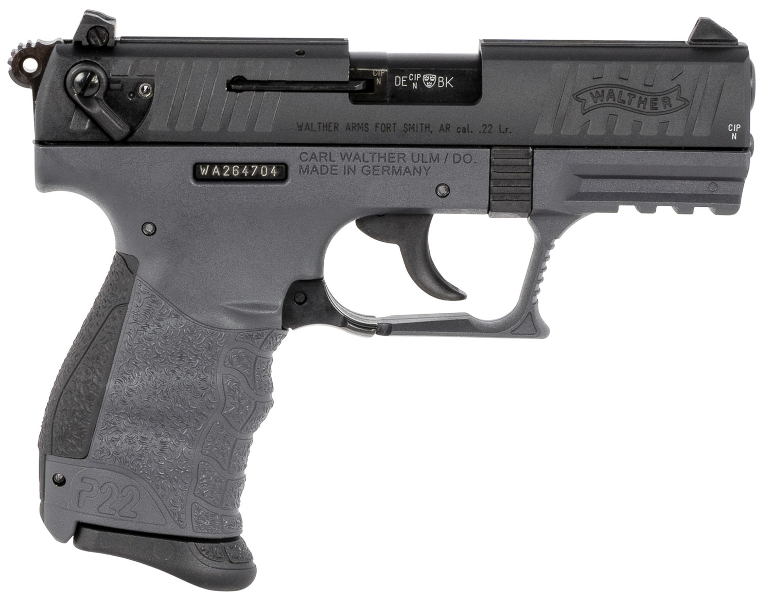 Walther Arms 5120765 P22 Q 22 LR 10+1 3.42" Black Steel/Threaded Barrel, Matte Black Tenifer Serrated/Steel Slide & Tungsten Gray Polymer Frame w/Picatinny Rail, Black Interchangeable Backstrap Grips
