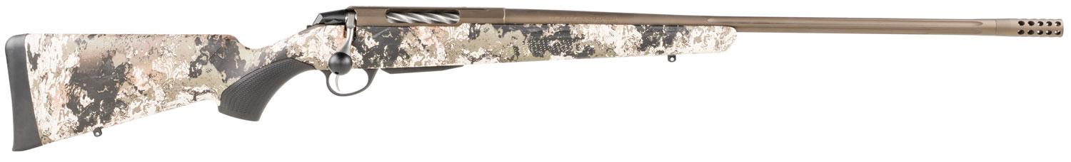 Tikka JRTXVW382 T3x Lite 6.5 Creedmoor 3+1 24.30" Fluted/Threaded, Midnight Bronze Cerakote Barrel/Rec, Veil Wideland Synthetic Stock, Interchangeable Grip, Muzzle Brake