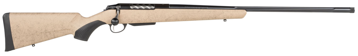 Tikka JRTXRT341 T3x Lite 300 WSM 3+1 24.30" Fluted/Threaded, Black Barrel/Rec, Black Webbed Tan Roughtech Synthetic Stock, Interchangeable Grip, Muzzle Brake