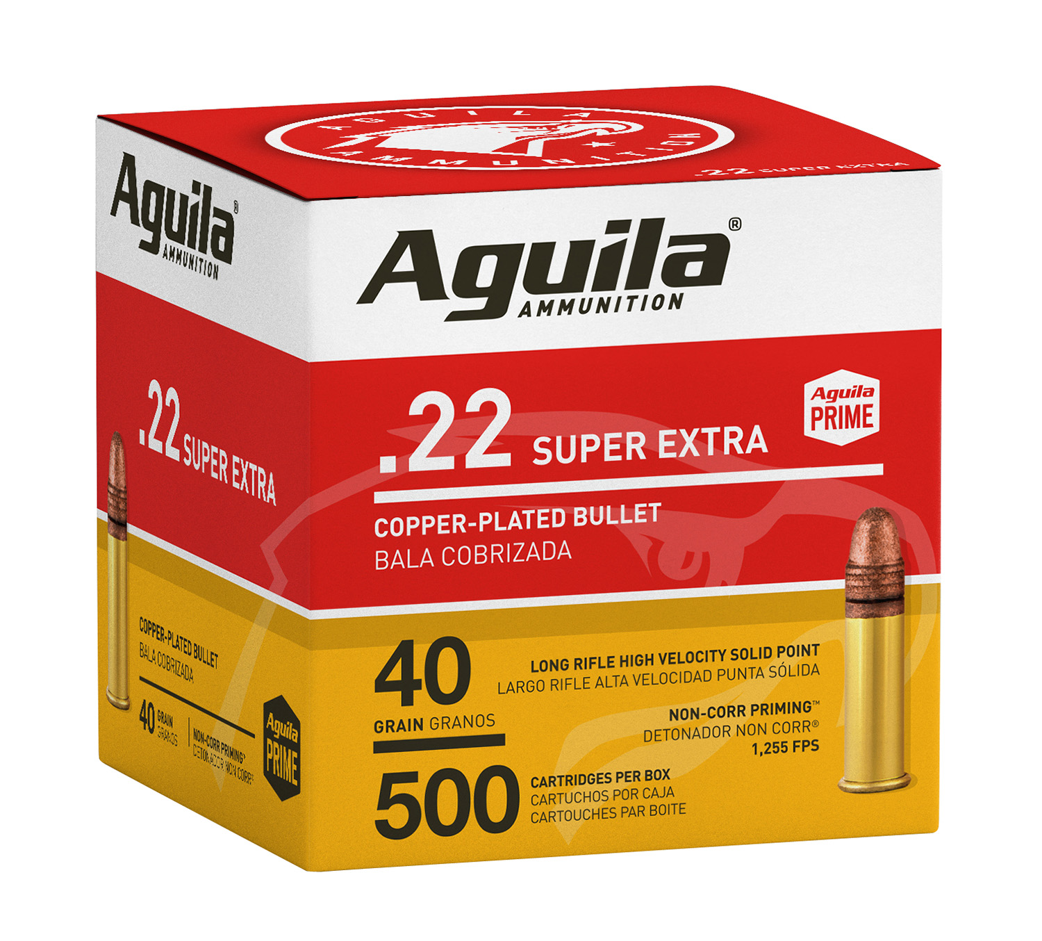 Aguila 1B221115 Super Extra Rimfire 22LR 40gr Copper Plated Solid Point 500 Per Box/4 Case