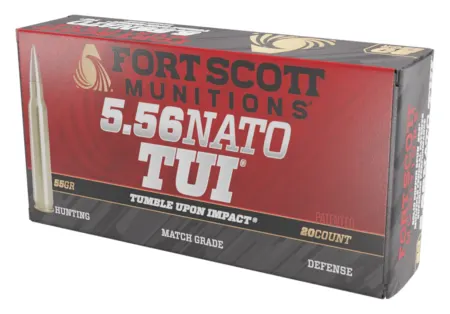 Fort Scott Munitions 556055SCV Tumble Upon Impact (TUI)  5.56x45mmNATO 55gr Solid Copper Spun 20 Per Box/25 Case