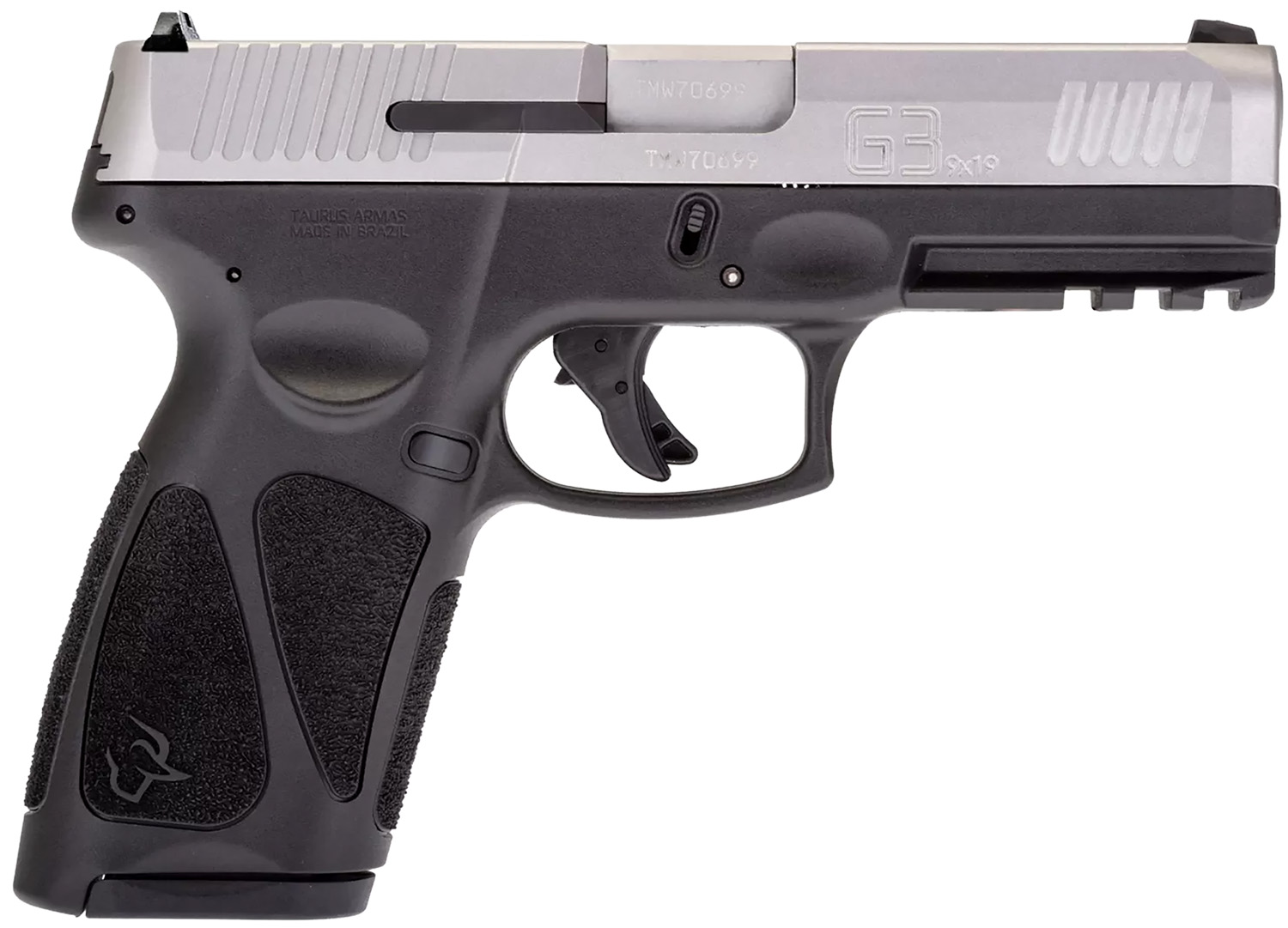 Taurus 1G3B94910 G3  Full Size Frame 9mm Luger 10+1 4" Matte Stainless Steel Barrel, Matte Serrated Stainless Steel Slide, Black Polymer Frame w/Picatinny Rail, Black Polymer Grip, Right Hand
