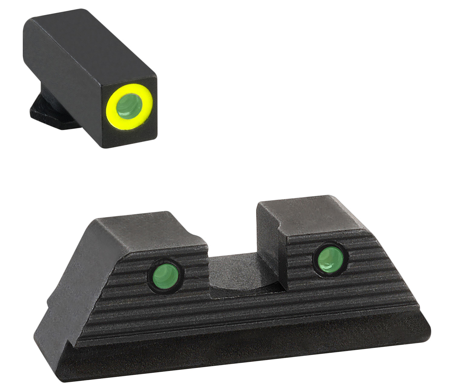 AmeriGlo GL819 Trooper Sight Set for Glock  Green Tritium LumiGreen Outline Front Sight-Green Tritium Black Outline Rear Sight