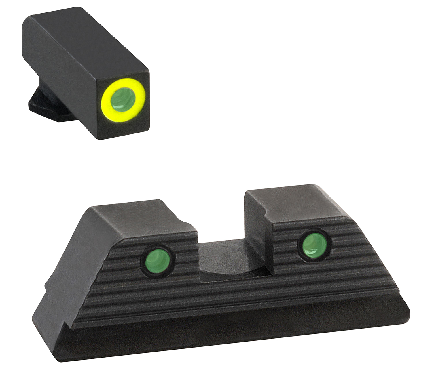AmeriGlo GL820 Trooper Sight Set for Glock  Green Tritium Lumigreen Outline Front Sight-Green Tritium Black Outline Rear Sight
