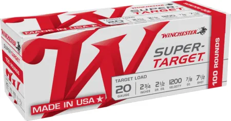 Winchester Ammo TRGT207VP Super-Target  20Gauge 2.75" 7/8oz 7.5Shot 100 Per Box/2 Case