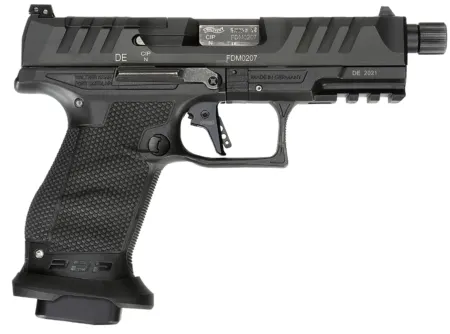 Walther Arms 2858151 PDP Compact Pro 9mm Luger 4.60" 10+1 Threaded Barrel Flared Magwell Black Steel Slide with Front Serrations & Optics Cut Performance Duty Textured Black Polymer Grip