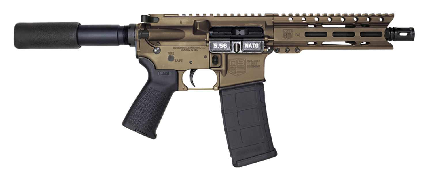 Diamondback DB1912K071 DB15 5.56x45mm NATO 30+1 7" Black Nitride Threaded Barrel, M-LOK Handguard, Midnight Bronze Aluminum Picatinny Rail Receiver, Black Buffer Tube, Black Magpul Grip, Right Hand