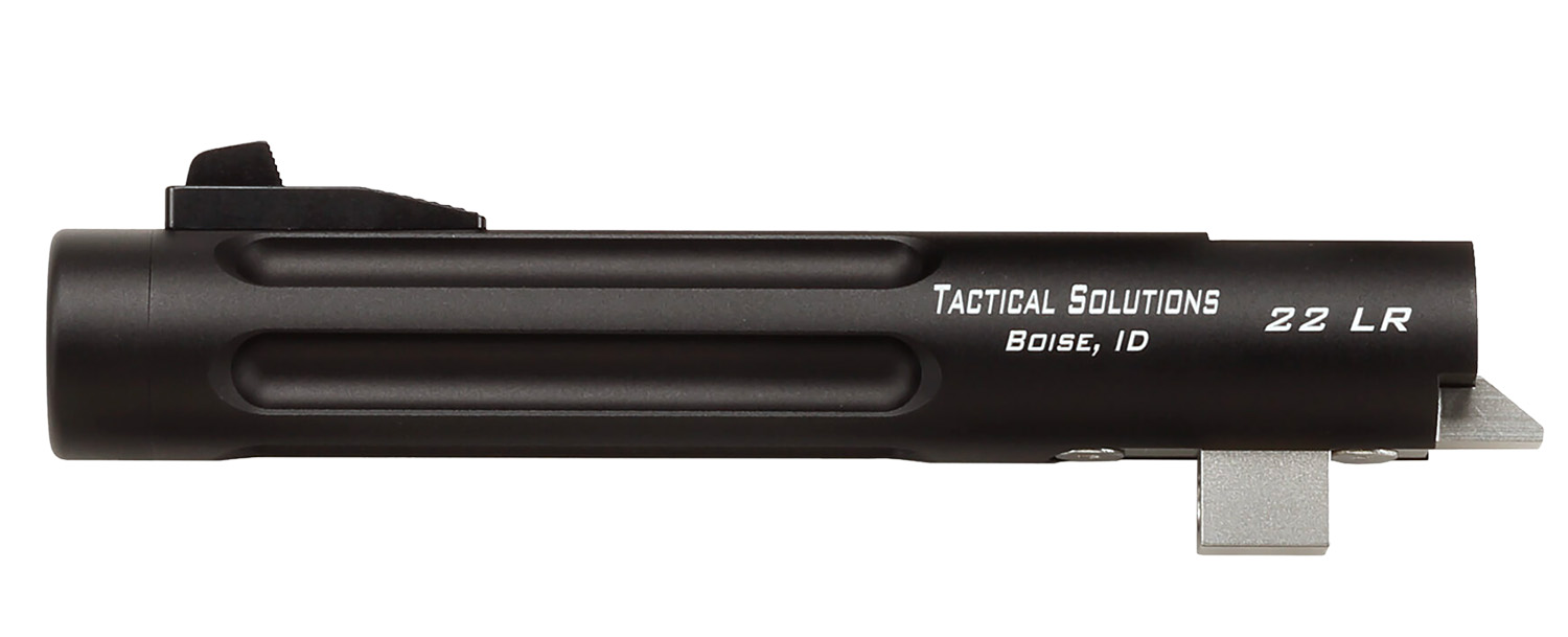 Tactical Solutions TL55TEMBRF Trail-Lite Barrel 22 LR 5.50" Black Matte Finish 6061-T6 Aluminum Material with Fluting, Threading & Fiber Optic Front Sight for Browning Buck Mark