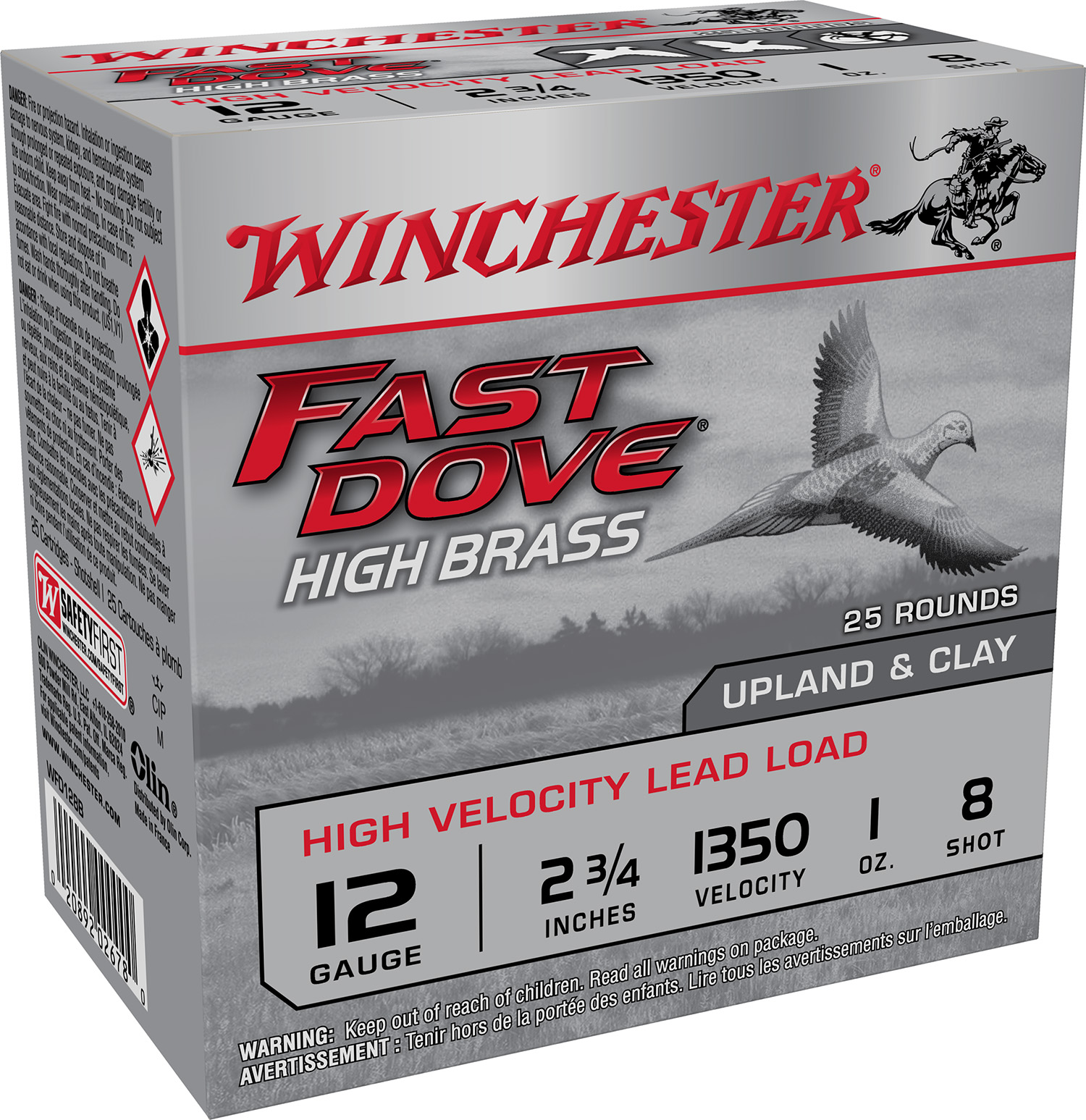 Winchester Ammo WFD128B Fast Dove & Clay High Brass 12Gauge 2.75" 1oz 8Shot 25 Per Box/10 Case