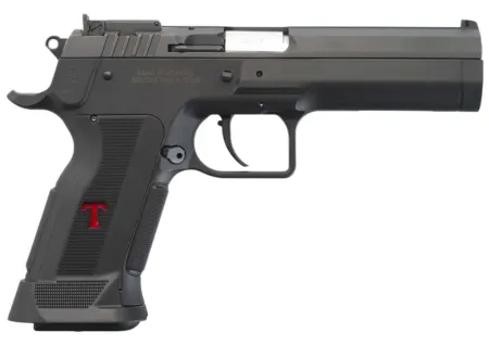 Tanfoglio IFG TFSTOCK3P9 Stock III  Full Size 9mm Luger 16+1, 4.44" Black Polygonal Rifled Barrel, Black Serrated Slide, Black Polymer Frame w/Beavertail, Black Polymer Grip