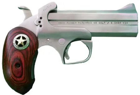 Bond Arms BARR Rustic Ranger  45 Colt (LC) 410 Gauge 2rd Shot 4.25" Matte Stainless Stainless Stainless Steel Frame Rosewood w/Integrated Star Grips