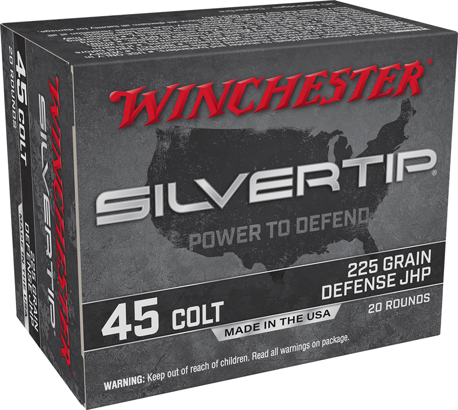 Winchester Ammo W45CST Silvertip  45Colt 225gr Silvertip Jacket Hollow Point 20 Per Box/10 Case