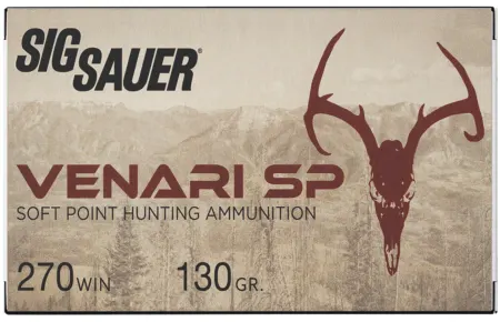 Sig Sauer V270SP13020 Venari  270Win 130gr Soft Point 20 Per Box/10 Case