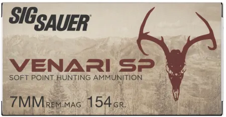 Sig Sauer V7MMSP15420 Venari  7mmRemMag 154gr Soft Point 20 Per Box/10 Case