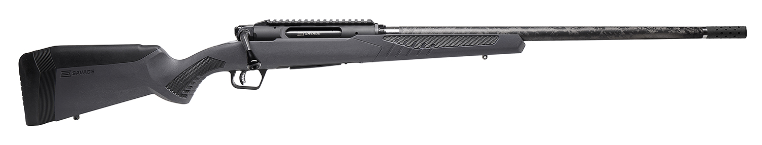Savage Arms 57897 Impulse Mountain Hunter 6.5 PRC 2+1 24" Carbon Fiber Threaded Barrel Black Aluminum Receiver w/Picatinny Rail, Gray AccuStock Synthetic Stock, Ambidextrous