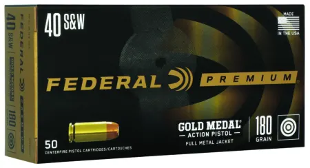 Federal GM40AP1 Gold Medal Centerfire Pistol 40S&W 180gr Full Metal Jacket 50 Per Box/10 Case