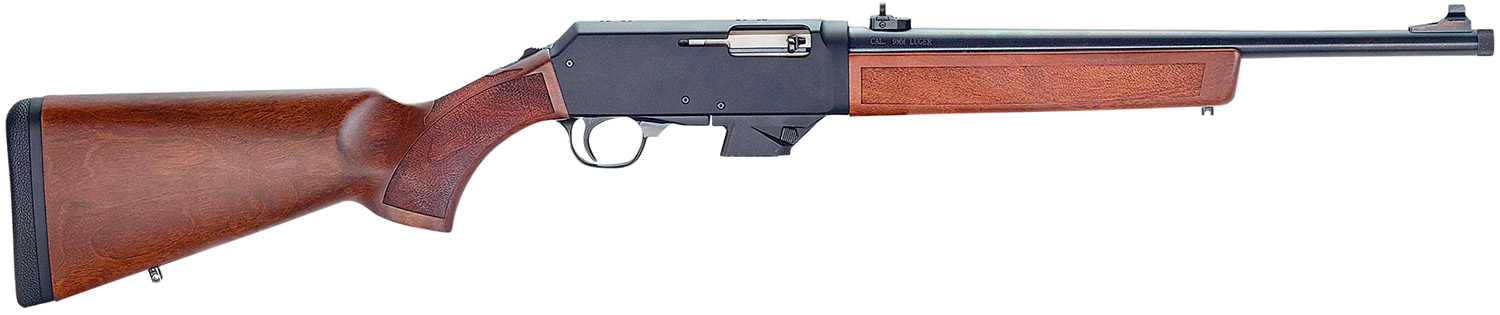 Henry H027H9S Homesteader w/Sig/S&W Mag Well Adapter 9mm Luger 10+1 16.37" Blued Steel Threaded Barrel, Black Anodized Aluminum Drilled & Tapped Receiver, American Walnut Wood Fixed, Ambidextrous
