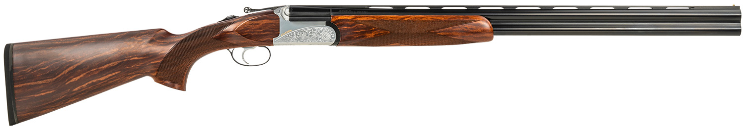 Fausti Usa, Inc 15803 Caledon  28 Gauge 2.75" 2rd 26" Blued Barrel, Engraved Stainless Rec, Wood Laser Grain Stock, Metallic Bead Sight