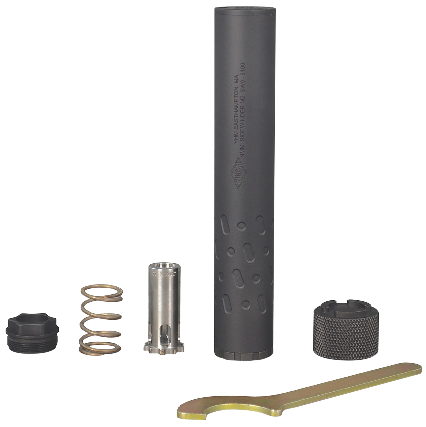 Yankee Hill 206528 Sidewinder M2  9mm Luger 1.375" Black Stainless Steel Aluminum 1/2"-28 tpi