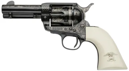 Pietta GW9LLE312NMUI Great Western II Liberty 9mm Luger 6rd 3.50" Blued Engraved Octagon Steel Barrel & Cylinder, Blued Engraved Steel Frame, Ultra Ivory w/Engraved Liberty Eagle Grip, Exposed Hammer