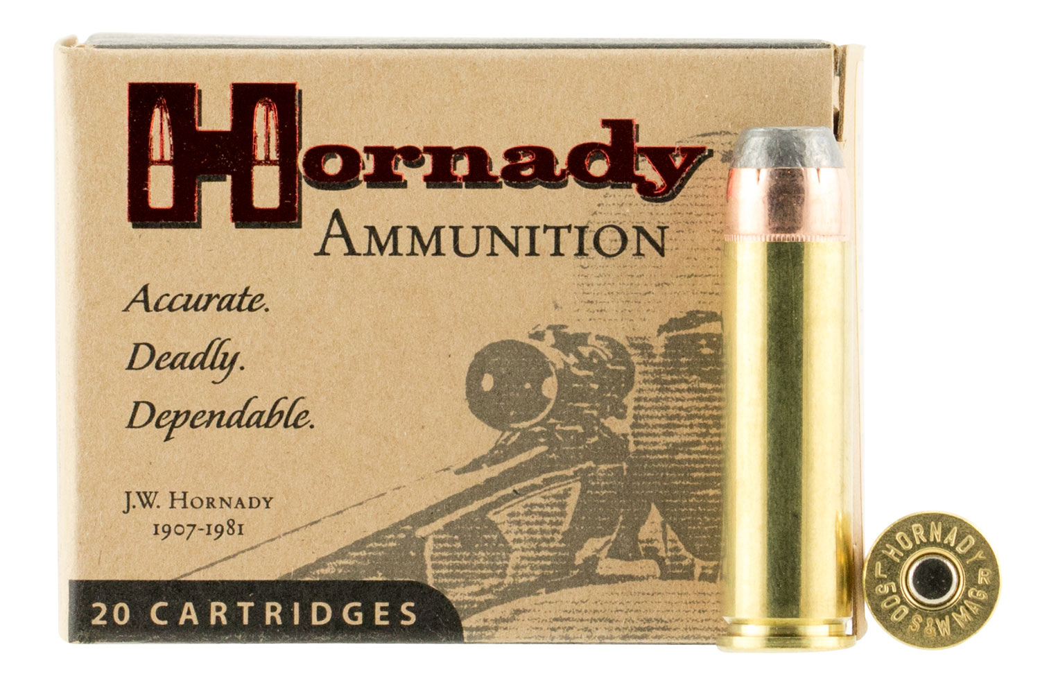 Hornady 9252 Custom 500S&WMag 500gr Hornady XTP Flat Point 20 Per Box/10 Case