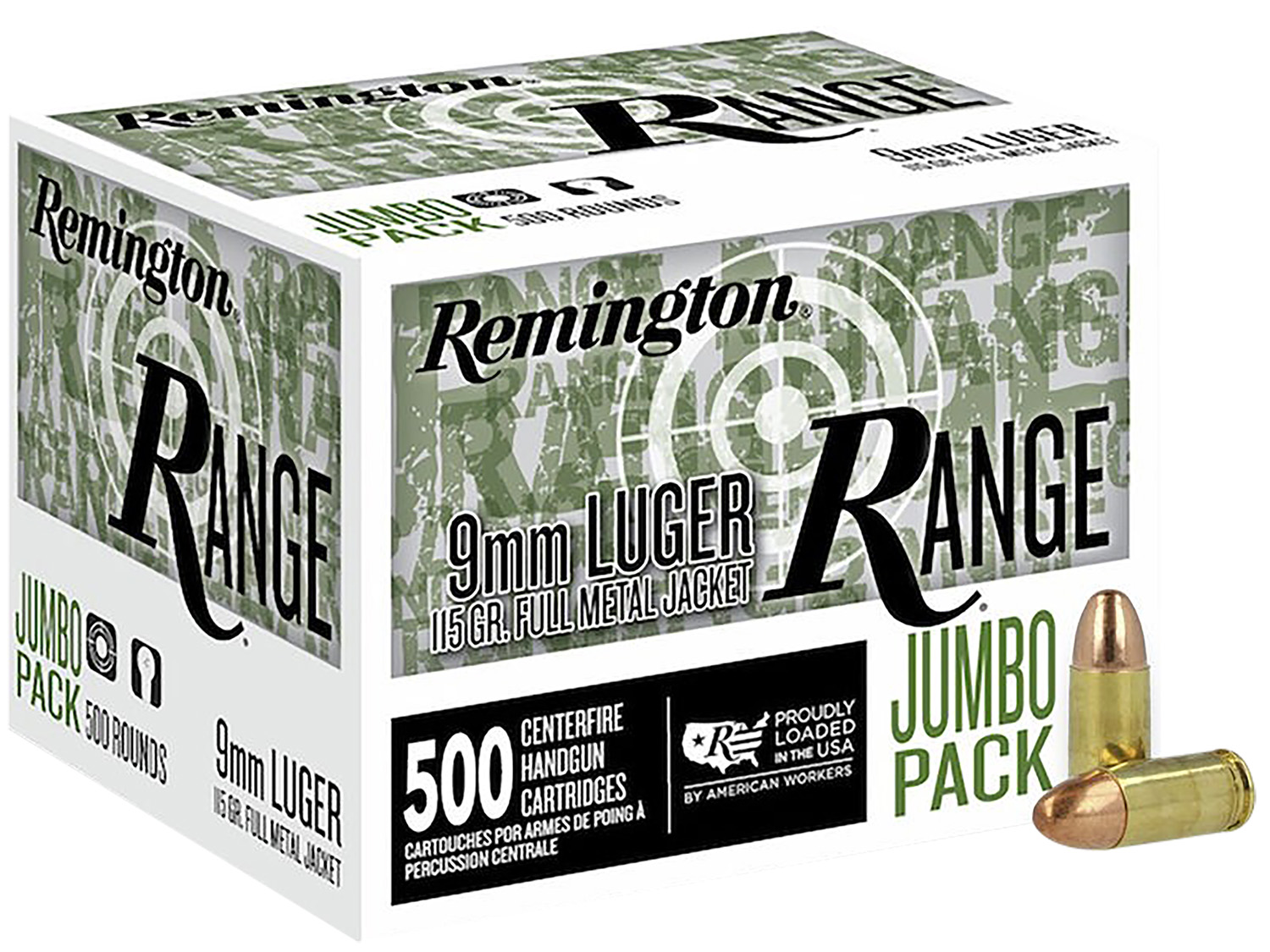 Remington Ammunition R27779 Range Jumbo Pack 9mmLuger 115gr Full Metal Jacket 500/Box