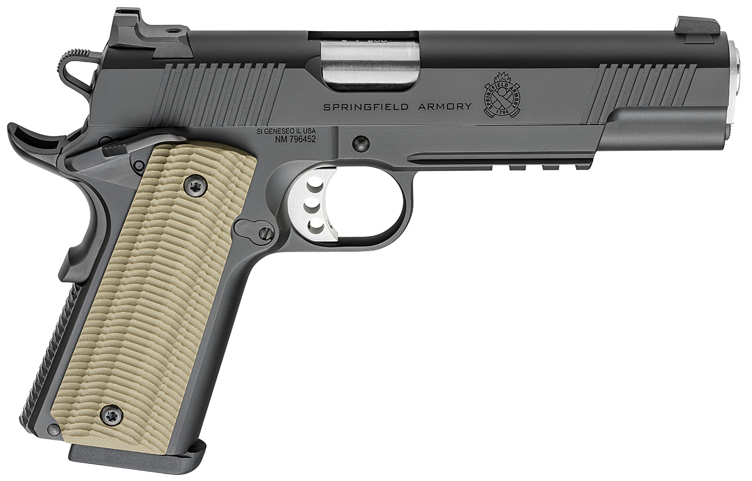 Springfield Armory PO9229 Operator  9mm Luger 9+1 5" Stainless Match Grade Steel Barrel, Black Cerakote Serrated Slide, Black Cerakote Stainless Steel Frame w/Beavertail & Picatinny Rail, VZ G10 Grips