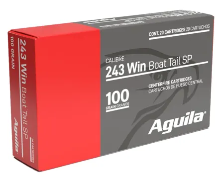 Aguila 8047AG   243Win 100gr InterLock Boat Tail Soft Point 20 Per Box/10 Case