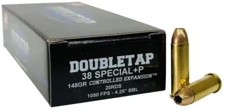 DoubleTap Ammunition 38SP148CE   38Special 148gr Controlled Expansion JHP 20 Per Box/50 Case