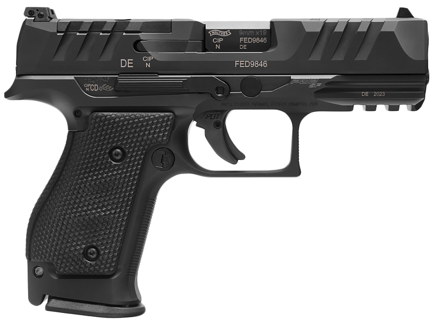 Walther Arms 2872111 PDP Steel Frame 9mm Luger 15+1 4" Black Steel Barrel, Matte Black Tenifer Optic Ready/Serrated Steel Slide, Black Steel Frame w/Picatinny Rail, Textured Wraparound Grip
