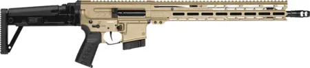 CMMG 28A490FCT Dissent MK4 22 ARC 10+1 16.10" Coyote Tan Cerakote Picatinny Rail Aluminum Receiver, M-LOK Handguard, Black CMMG Dissent Side Folding Stock, Zeroed Drop-In Single Stage Trigger