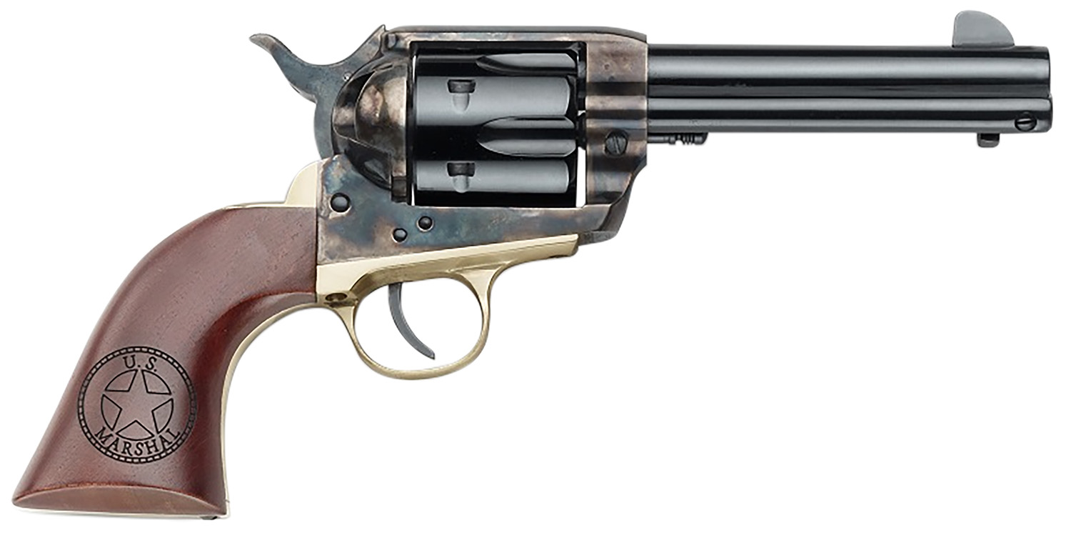 Pietta HF357CHBR434NMUS 1873 Great Western II U.S. Marshal 357 Mag 6rd 4.75" Blued Steel Barrel & Cylinder, Color Case Hardened Steel Frame, Walnut w/Engraved US Marshal's Badge Grip, Exposed Hammer